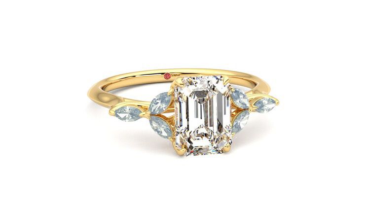 Taylor & Hart Tamora Emerald Engagement Ring 360 degree image 3