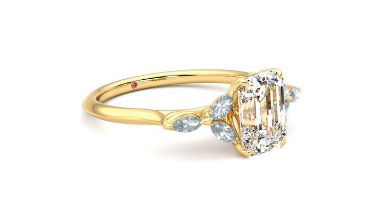 Taylor & Hart Tamora Emerald Engagement Ring 360 degree image 6