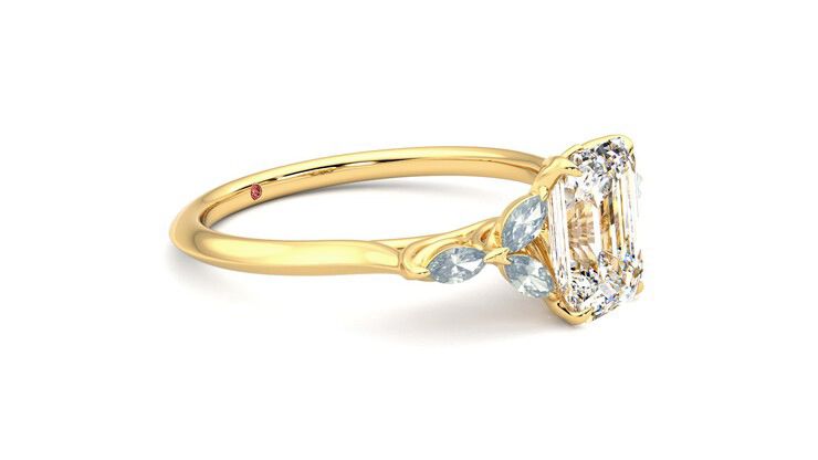 Taylor & Hart Tamora Emerald Engagement Ring 360 degree image 7