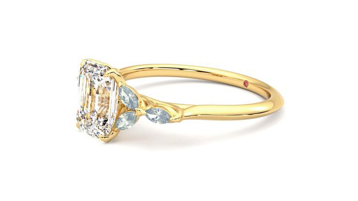 Taylor & Hart Tamora Emerald Engagement Ring 360 degree image 23