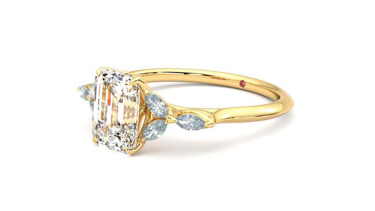 Taylor & Hart Tamora Emerald Engagement Ring 360 degree image 24