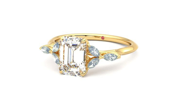 Taylor & Hart Tamora Emerald Engagement Ring 360 degree image 26