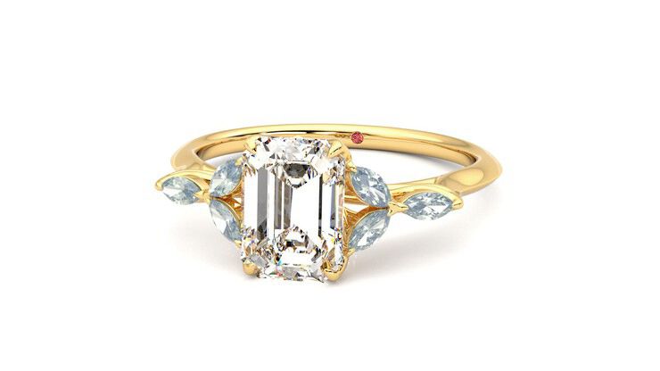 Taylor & Hart Tamora Emerald Engagement Ring 360 degree image 27
