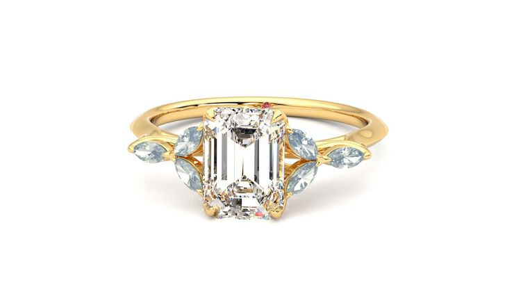 Taylor & Hart Tamora Emerald Engagement Ring 360 degree image 28