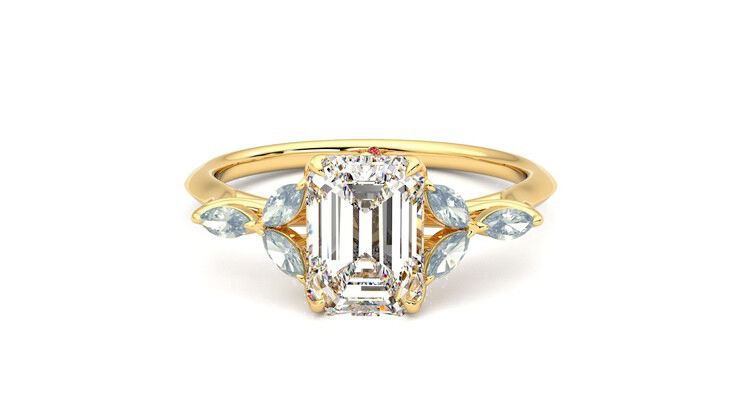 Taylor & Hart Tamora Emerald Engagement Ring 360 degree image 29