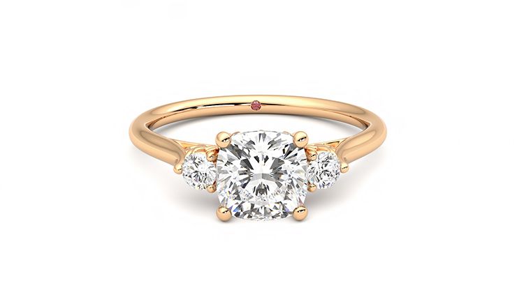 Taylor & Hart Thimble Cushion Engagement Ring 360 degree image 1