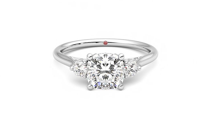 Taylor & Hart Thimble Cushion Engagement Ring 360 degree image 0