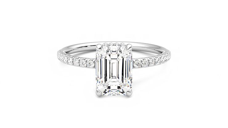 Taylor & Hart Thyme Emerald Engagement Ring 360 degree image 0