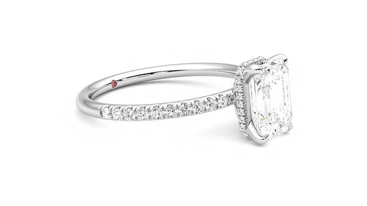 Taylor & Hart Thyme Emerald Engagement Ring 360 degree image 7