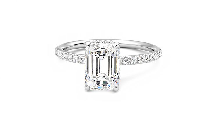 Taylor & Hart Thyme Emerald Engagement Ring 360 degree image 28