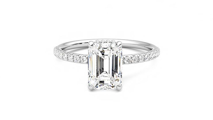 Taylor & Hart Thyme Emerald Engagement Ring 360 degree image 29