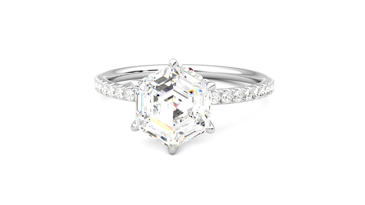 Taylor & Hart Thyme Hexagonal Engagement Ring 360 degree image 28