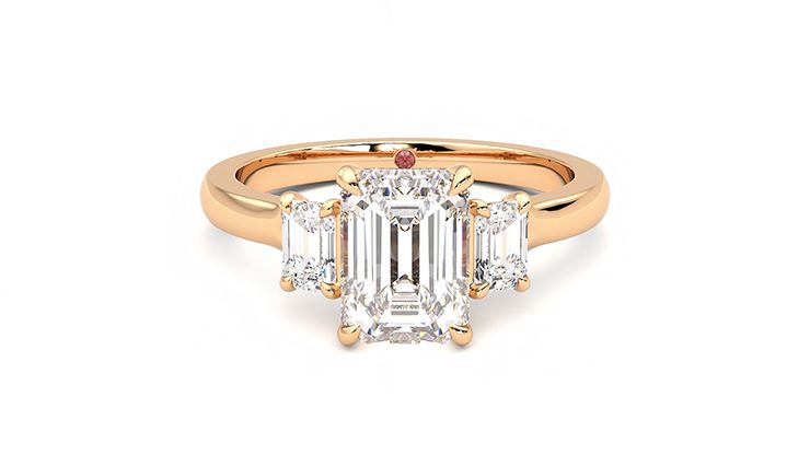 Taylor & Hart Trinity Emerald Engagement Ring 360 degree image 0