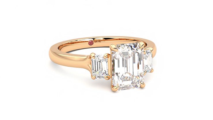 Taylor & Hart Trinity Emerald Engagement Ring 360 degree image 4