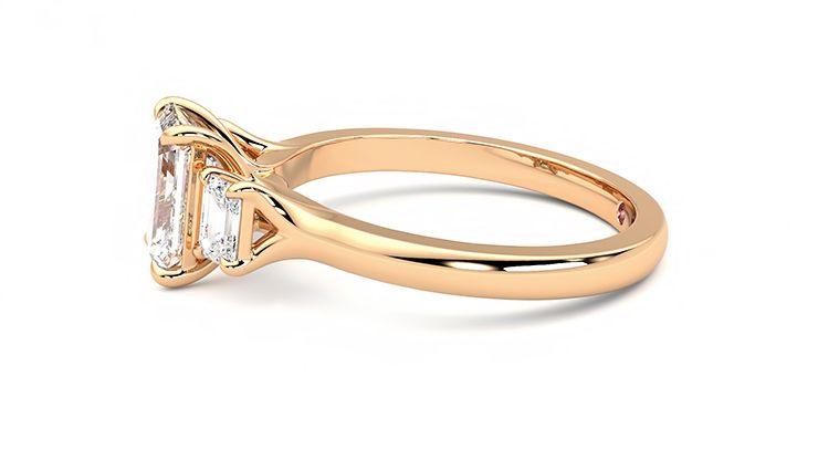 Taylor & Hart Trinity Emerald Engagement Ring 360 degree image 21
