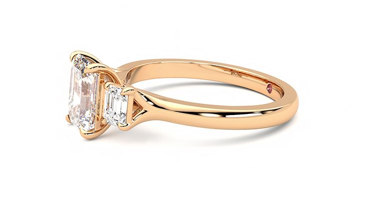 Taylor & Hart Trinity Emerald Engagement Ring 360 degree image 22