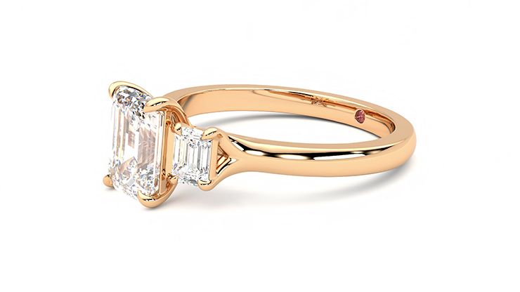 Taylor & Hart Trinity Emerald Engagement Ring 360 degree image 23