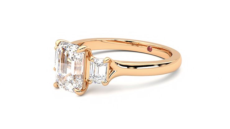 Taylor & Hart Trinity Emerald Engagement Ring 360 degree image 24