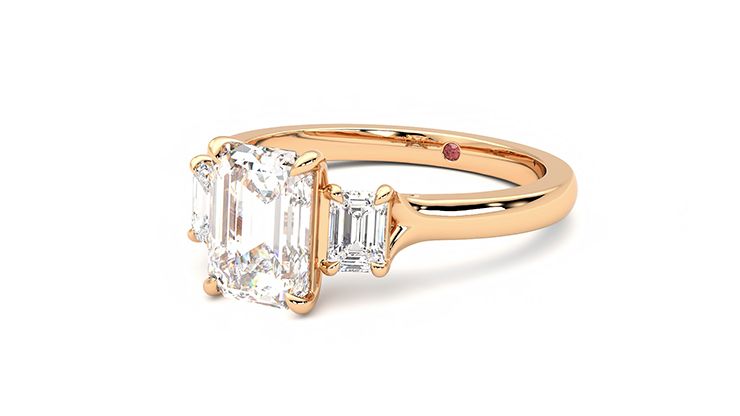 Taylor & Hart Trinity Emerald Engagement Ring 360 degree image 25