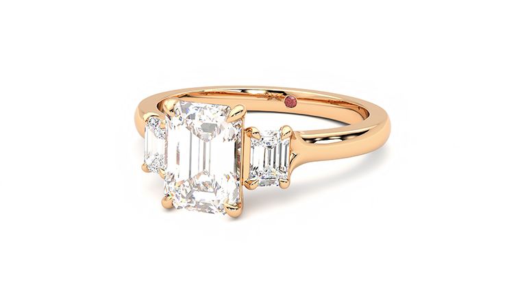 Taylor & Hart Trinity Emerald Engagement Ring 360 degree image 26