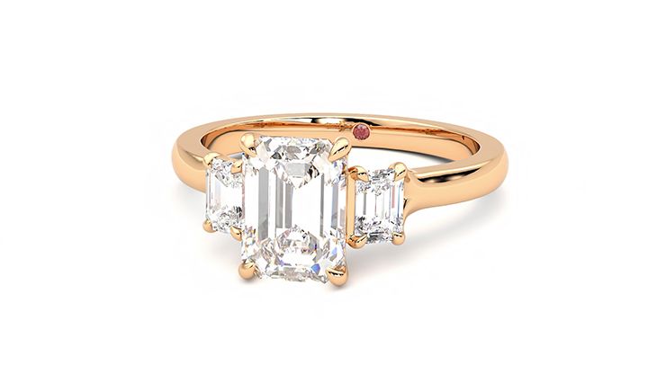 Taylor & Hart Trinity Emerald Engagement Ring 360 degree image 27