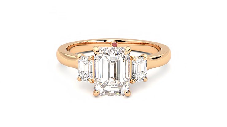 Taylor & Hart Trinity Emerald Engagement Ring 360 degree image 29