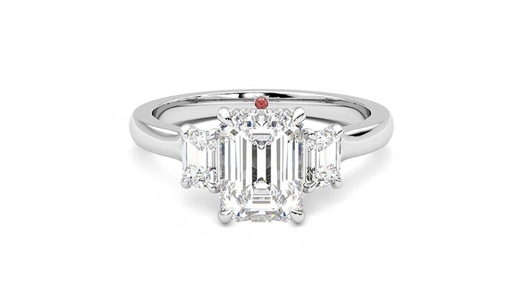 Taylor & Hart Trinity Emerald Engagement Ring 360 degree image 0