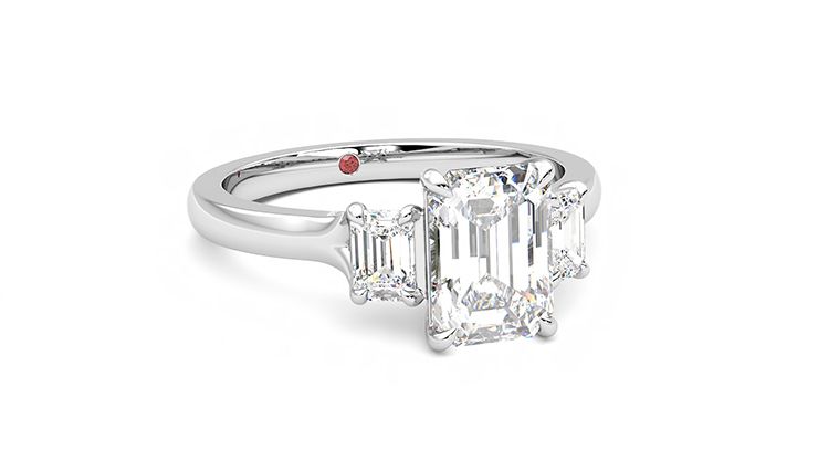 Taylor & Hart Trinity Emerald Engagement Ring 360 degree image 4