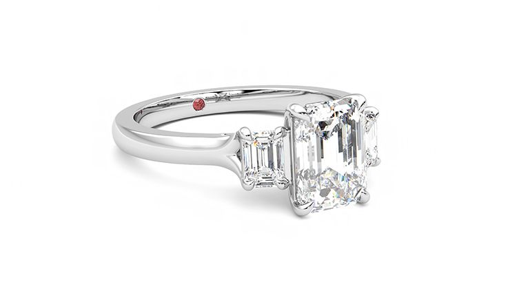 Taylor & Hart Trinity Emerald Engagement Ring 360 degree image 5