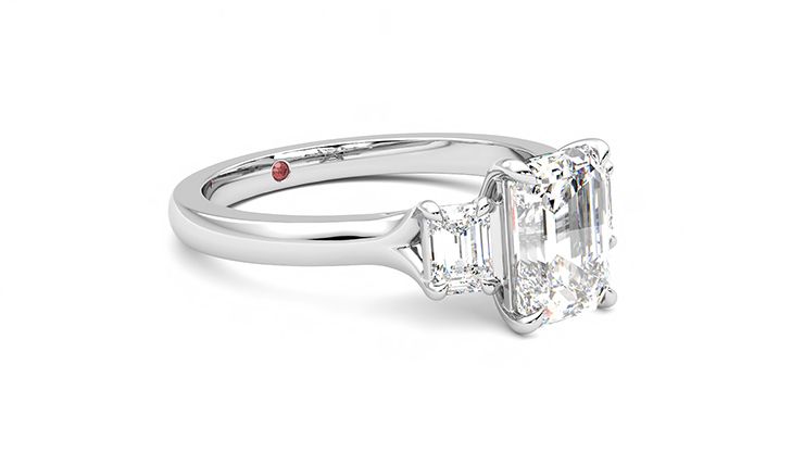 Taylor & Hart Trinity Emerald Engagement Ring 360 degree image 6