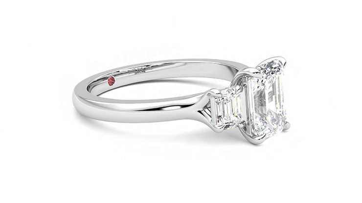 Taylor & Hart Trinity Emerald Engagement Ring 360 degree image 7