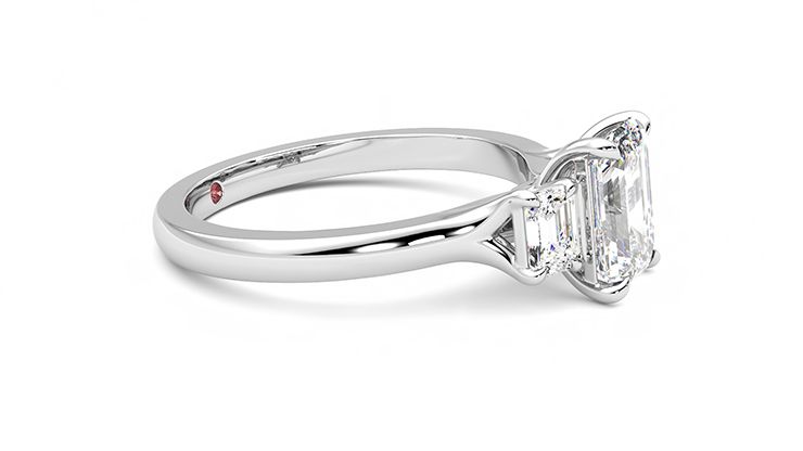 Taylor & Hart Trinity Emerald Engagement Ring 360 degree image 8