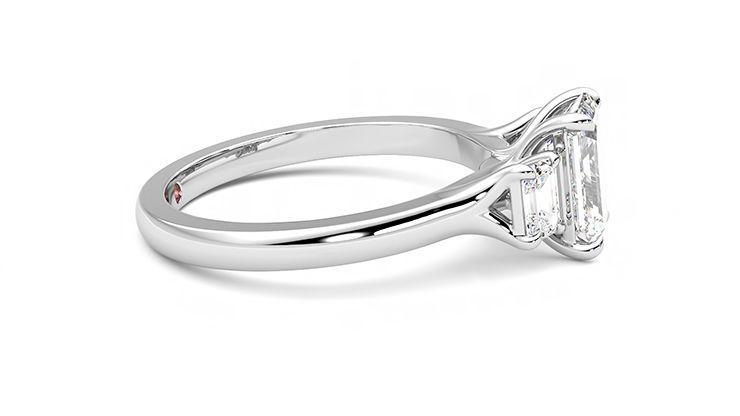 Taylor & Hart Trinity Emerald Engagement Ring 360 degree image 9