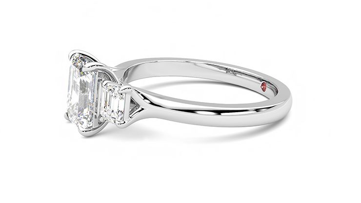 Taylor & Hart Trinity Emerald Engagement Ring 360 degree image 22