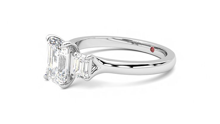 Taylor & Hart Trinity Emerald Engagement Ring 360 degree image 23