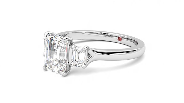 Taylor & Hart Trinity Emerald Engagement Ring 360 degree image 24