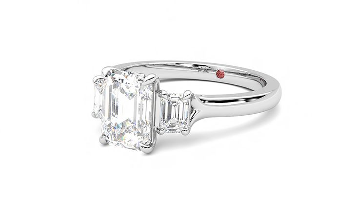 Taylor & Hart Trinity Emerald Engagement Ring 360 degree image 25