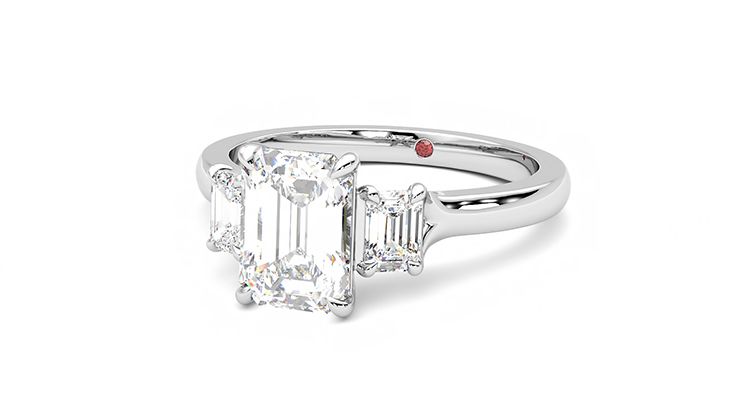 Taylor & Hart Trinity Emerald Engagement Ring 360 degree image 26