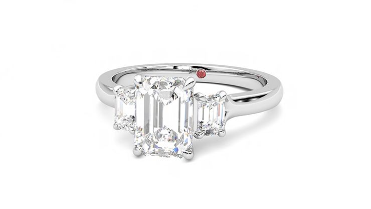Taylor & Hart Trinity Emerald Engagement Ring 360 degree image 27