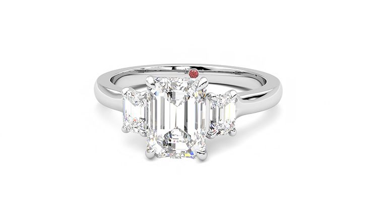 Taylor & Hart Trinity Emerald Engagement Ring 360 degree image 28