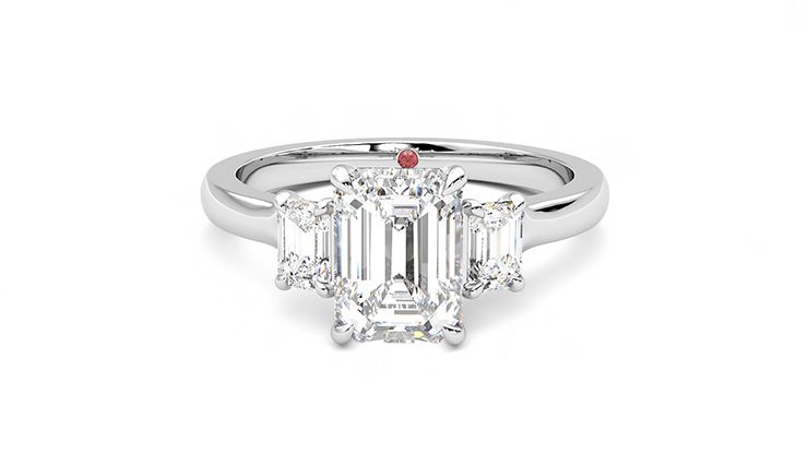 Taylor & Hart Trinity Emerald Engagement Ring 360 degree image 29