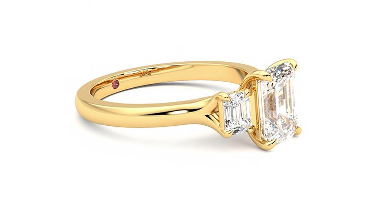 Taylor & Hart Trinity Emerald Engagement Ring 360 degree image 7