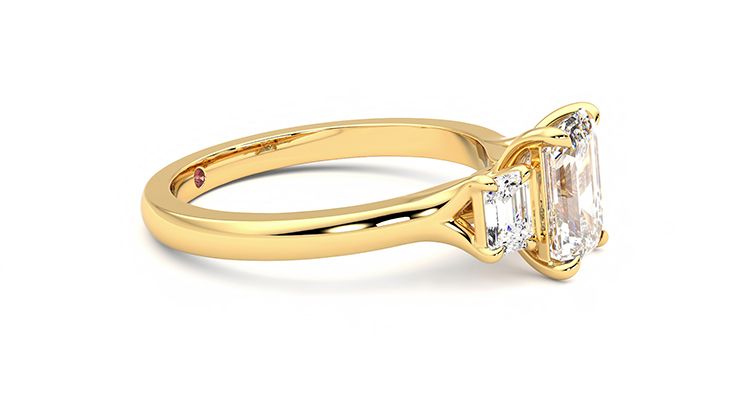 Taylor & Hart Trinity Emerald Engagement Ring 360 degree image 8