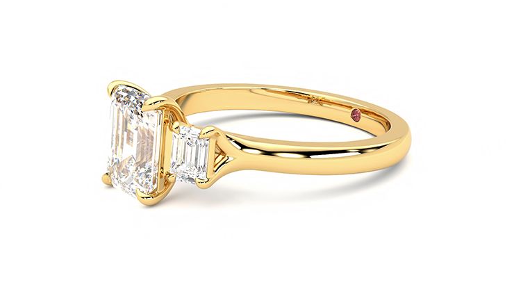 Taylor & Hart Trinity Emerald Engagement Ring 360 degree image 23