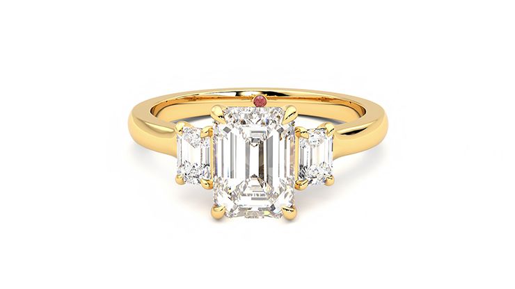 Taylor & Hart Trinity Emerald Engagement Ring 360 degree image 29