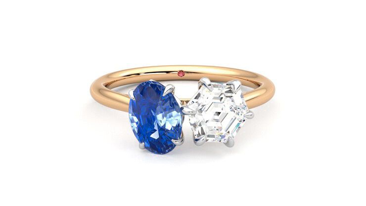Taylor & Hart Turelle Hexagonal Engagement Ring 360 degree image 1