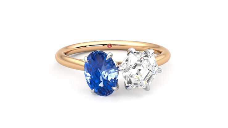 Taylor & Hart Turelle Hexagonal Engagement Ring 360 degree image 2