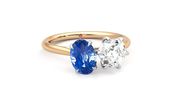 Taylor & Hart Turelle Hexagonal Engagement Ring 360 degree image 3