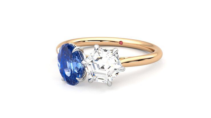 Taylor & Hart Turelle Hexagonal Engagement Ring 360 degree image 26