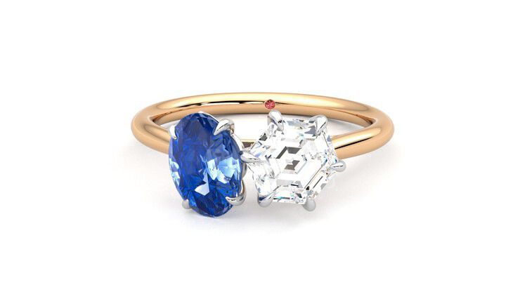 Taylor & Hart Turelle Hexagonal Engagement Ring 360 degree image 28